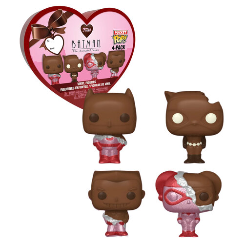 Funko Pocket POP! DC Comics Batman The Animated Series 4-Pack Valentines Figures (Chocolate) - New, Mint Condition