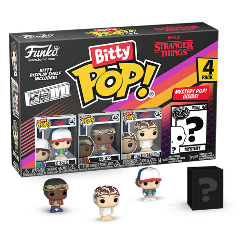 Funko Bitty POP! Television Stranger Things Dustin, Lucas, Eleven & Mystery Mini-Figure 4-Pack - New, Mint Condition