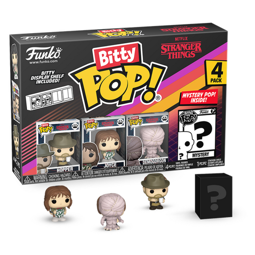 Funko Bitty POP! Television Stranger Things Hopper, Joyce, Demogorgon & Mystery Mini-Figure 4-Pack - New, Mint Condition