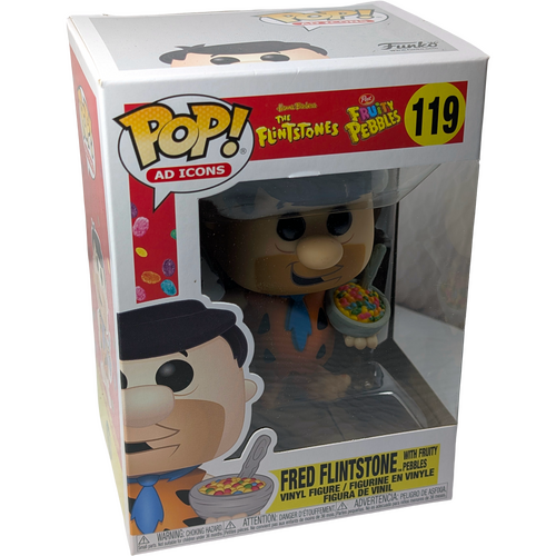 Funko POP! Ad Icons The Flintstones X Post Pebbles #119 Fred Flintstone With Fruity Pebbles - USA Exclusive - New, Non-Mint Condition