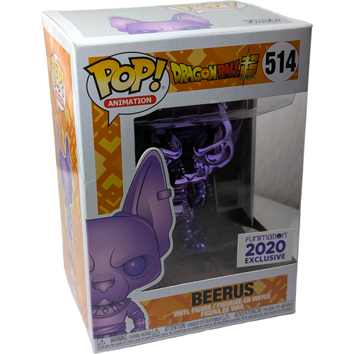 Funko POP! Animation Dragonball Super #514 Beerus (Purple Chrome) - Funimation Exclusive - New, Non-Mint Condition