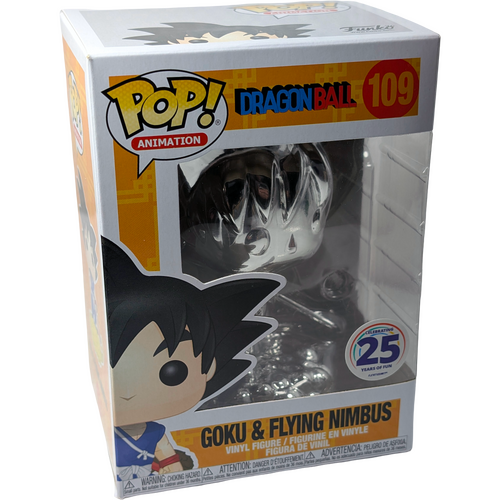 Funko POP! Animation Dragonball #109 Goku & Flying Nimbus (Chrome) - Funimation Exclusive - New, Non-Mint Condition
