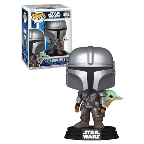 Funko POP! Star Wars #818 The Mandalorian With Grogu (aka Baby Yoda, On Back) - New, Mint Condition