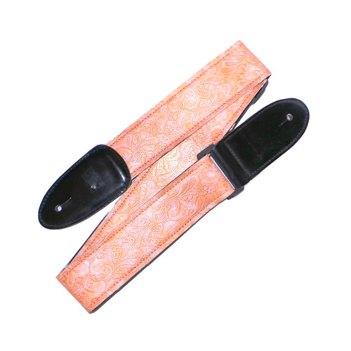 Guitar Strap PU Leather - Gold Paisley