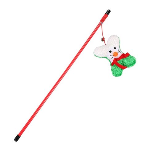 Christmas Holiday Themed Cat Charmer Toy With Bell [Design: Snow Bone]