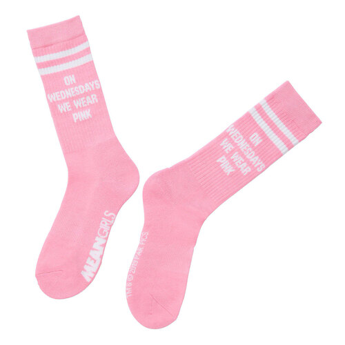 Mean Girls 'On Wednesdays We Wear Pink' Crew Socks - One Size Fits Most - New