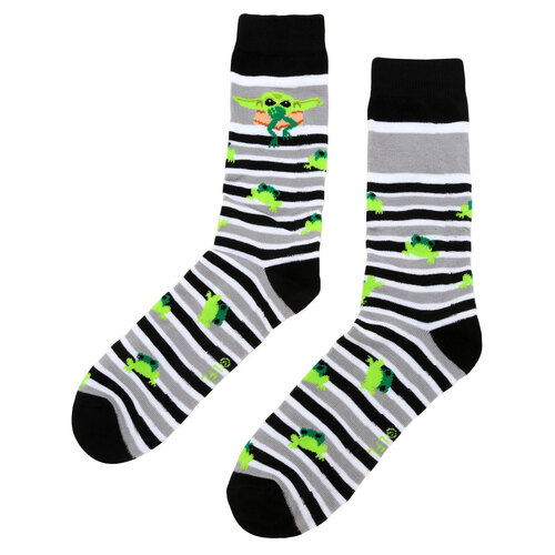 Star Wars The Mandalorian 'Striped The Child' Crew Socks - Shoe Size 6-12 - New, With Tags
