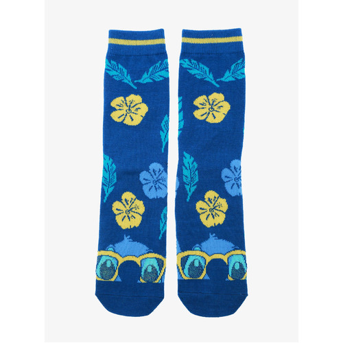 Disney Lilo & Stitch Hibiscus Peekaboo Crew Socks - Womens Shoe Size 4-10 - New