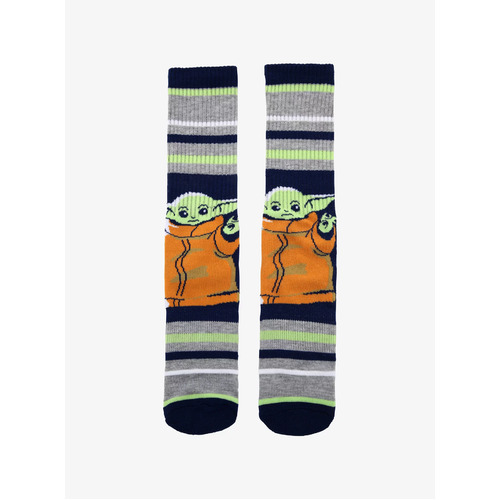 Star Wars The Mandalorian The Child Stripe Crew Socks By Bioworld - Mens Shoe Size 8-12 - New