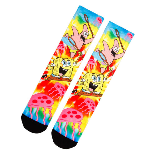 Spongebob Squarepants Jellyfish Tie-Dye Crew Socks By Bioworld - One Size Fits Most - New