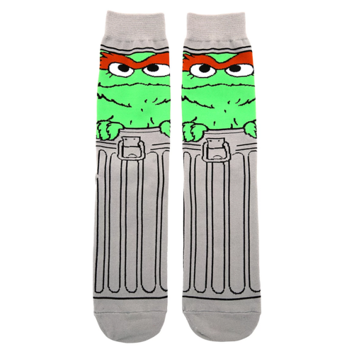 Sesame Street Oscar The Grouch Extra Long Crew Socks By Bioworld - Mens Size 8-12 - New, With Tags