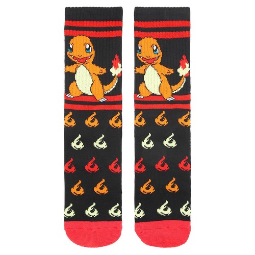 Pokemon Charmander Flame Crew Socks - Shoe Size 5-10 - Imported