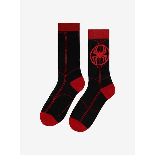 Spider-Man Across The Spiderverse Miles Morales Crew Socks By Bioworld - Shoe Size 8-12 - New