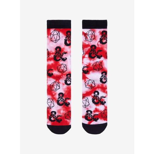 Dungeons & Dragons Icons Tie-Dye Crew Socks By Hyp - Shoe Size 5-12 - New