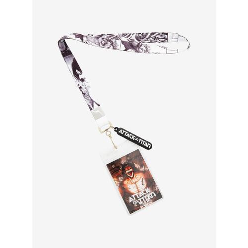 Attack On Titan Manga Panels Lanyard - New, With Cardholder & Charm