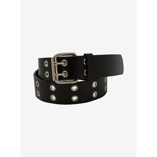 Hot Topic Two-Row Black Faux Leather Silver Grommet Belt (Medium) - New, With Tags