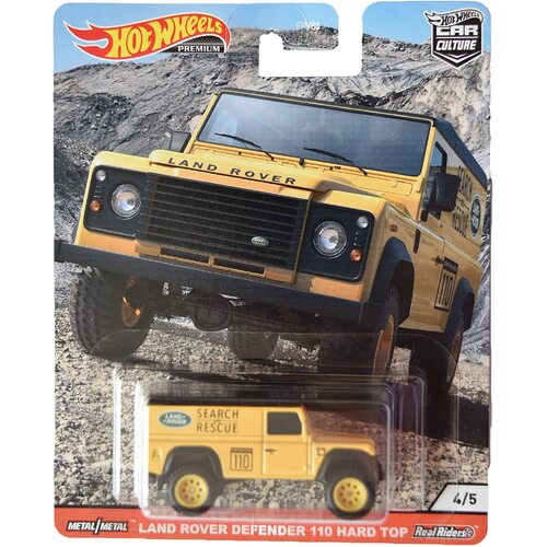 Hot Wheels Premium - Car Culture - Land Rover Defender 110 Hard Top, Yellow 4/5 Collectible Vehicle - New, Unopened