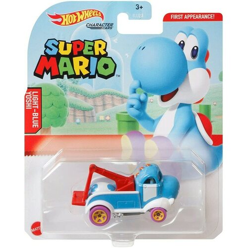 Hot Wheels Character Cars - Super Mario - Light Blue Yoshi Collectible Vehicle - New, Unopened
