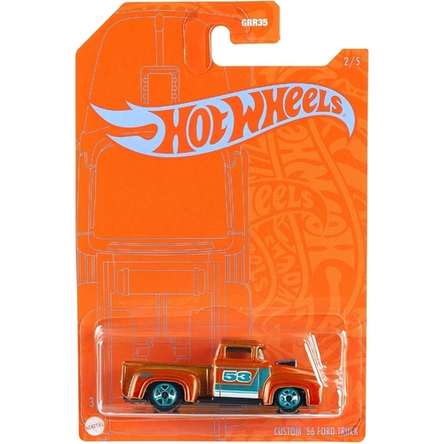 Hot Wheels 53rd Anniversary Orange & Blue Series Custom '56 Ford Truck Die-Cast Collectible Vehicle - New, Sealed