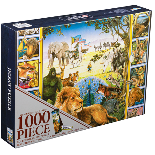 Ikon Collectables Animalia Book Cover 1000 Piece Collector Jigsaw Puzzle - Limited Edition Includes Themed Bookmark & Enamel Pin - New, Sealed