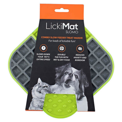 Lickimat SloMo Oral Health Boredom Buster For Cats & Dogs - Green