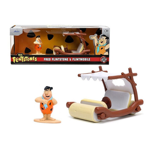 Jada #33382 The Flintstones Flintmobile With Fred Flintstone Die-Cast Collectible Vehicle - New, Unopened