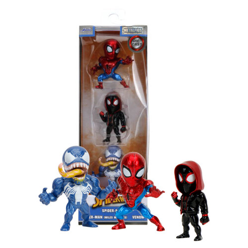 Jada Toys Metals #35116 Spider-Man Spider-Man/Miles Morales/Venom 2.5" Die-Cast Collectible Figure Set - New, Mint Condition
