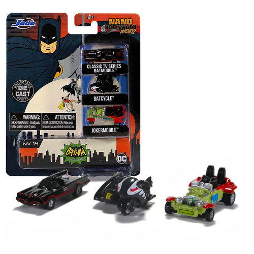 Jada Toys Nano Hollywood Rides DC Batman NV-14 Die-Cast Collectible Vehicle (3 Pack) - New, Sealed