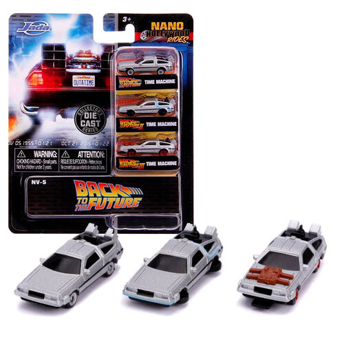 Jada Toys Back To The Future Nano Hollywood Rides NV-5 Vehicle Replica 3-Pack - New, Sealed