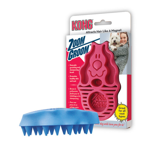 Kong Zoom Groom Rubber Brush Grooming Tool For Dogs