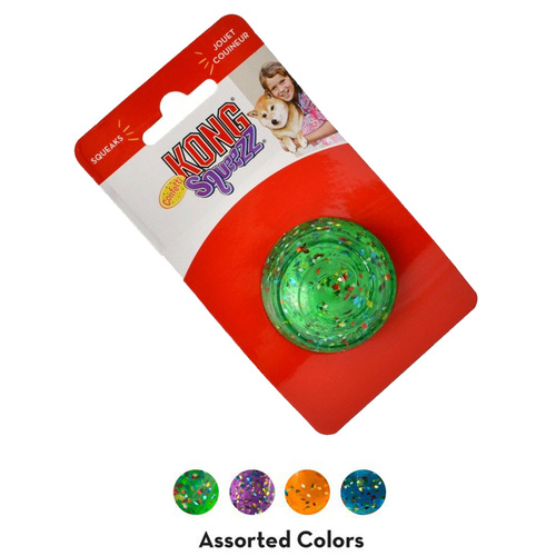 Kong Squeezz Confetti Ball - Small - Chew/Squeak Toy For Dogs - Assorted Colours