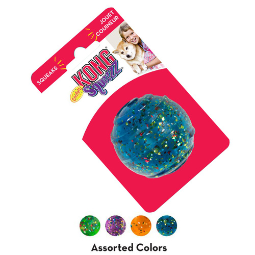 Kong Squeezz Confetti Ball - Medium - Chew/Squeak Toy For Dogs - Assorted Colours