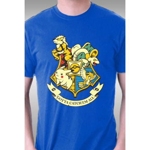 Pokewarts T-Shirt - Exclusive Pokemon & Harry Potter Hogwarts Crest Shirt - New