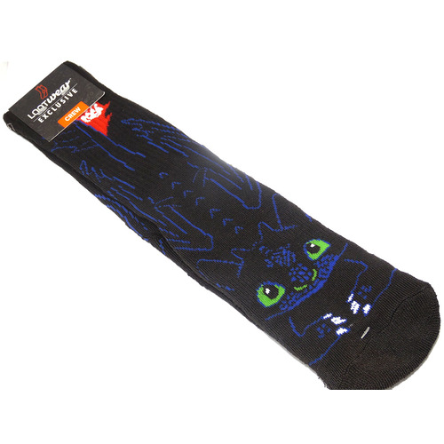 How To Train Your Dragon (Toothless) Athletic Crew Socks - Loot Crate Exclusive - New