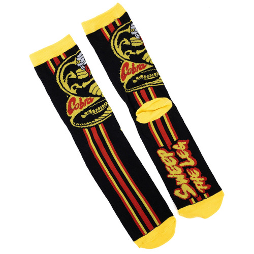 The Karate Kid Cobra Kai 'Sweep The Leg' Crew Socks - Loot Crate Exclusive - New - Mens Size 6-12
