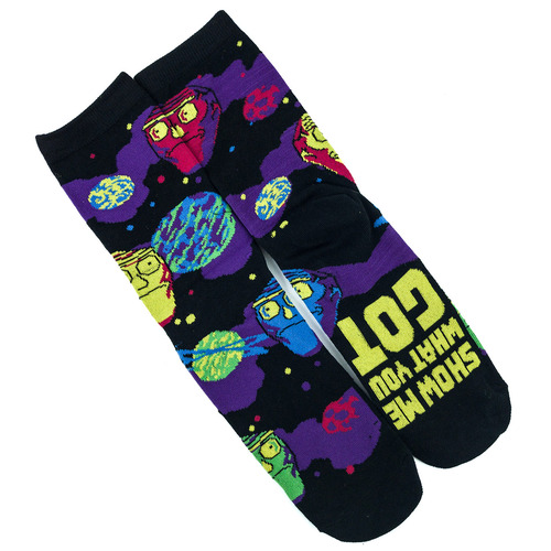 Rick And Morty 'Show Me What You Got' Crew Socks - Loot Crate Exclusive - New - Mens Size 6-12