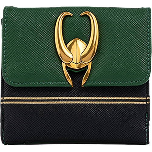 Loungefly Marvel Loki Helmet 5" Faux Leather Tri-fold Wallet - New, With Tags