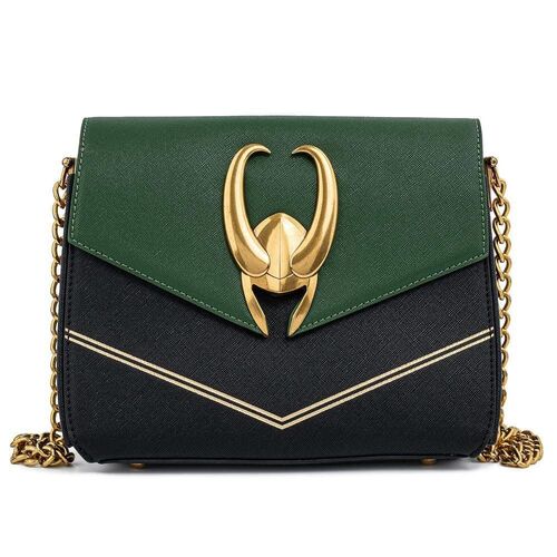 Loungefly Marvel Loki Helmet 12" Faux Leather Crossbody Bag - New, With Tags