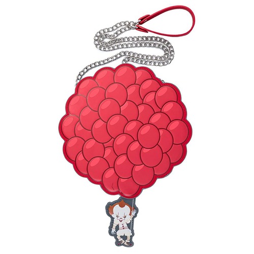 Loungefly  It (2017) - Pennywise You’ll Float Too Balloons 8” Faux Leather Die-Cut Crossbody Bag - New, With Tags
