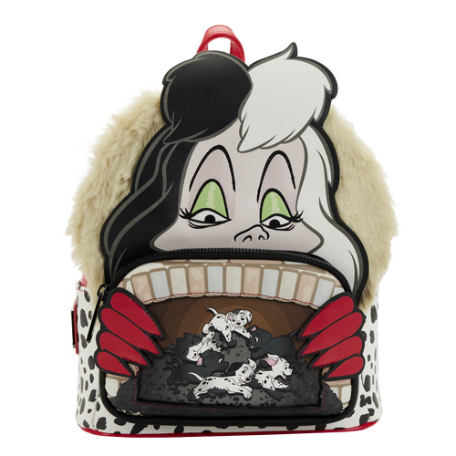 Loungefly Disney Villains - Cruella de Vil Scene (With Faux Fur) Mini Backpack - New, With Tags