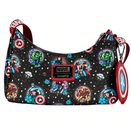 Loungefly Marvel The Avengers Floral Tattoo Shoulder Bag (With Coin Bag) - New, With Tags