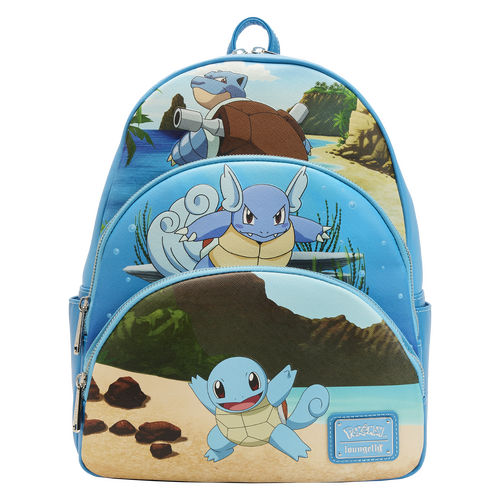 Loungefly Pokemon Squirtle Evolution 3 Pocket 13" Mini Backpack - New, With Tags