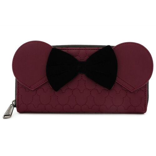 Loungefly Disney Minnie Mouse Maroon Quilted Wallet/Purse With Velvet Bow - New, With Tags