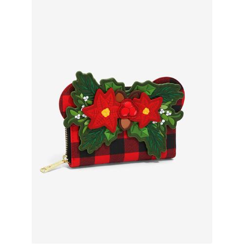 Loungefly Disney Minnie Mouse Plaid Holiday Christmas Wallet - New, With Tags