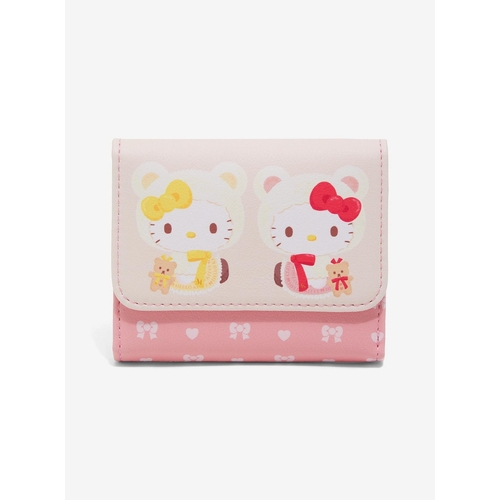 Loungefly Sanrio Hello Kitty And Mimmy White Teddy Bear Mini Flap Wallet - Hot Topic Exclusive - New, With Tags