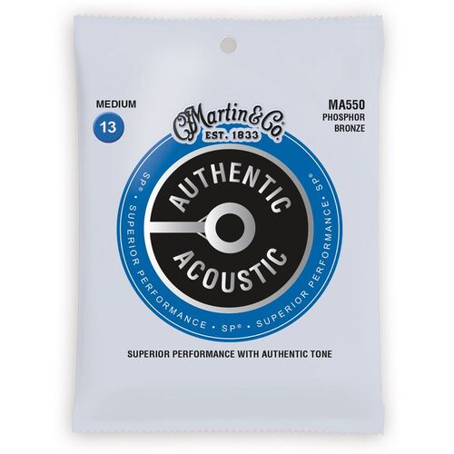 Martin MA550 Authentic Acoustic Guitar Strings - Phosphor Bronze Medium - New, Sealed
