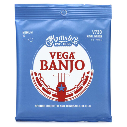 Martin V730 Nickel Wound Vega Banjo Strings - Set of 5 - Medium Gauge