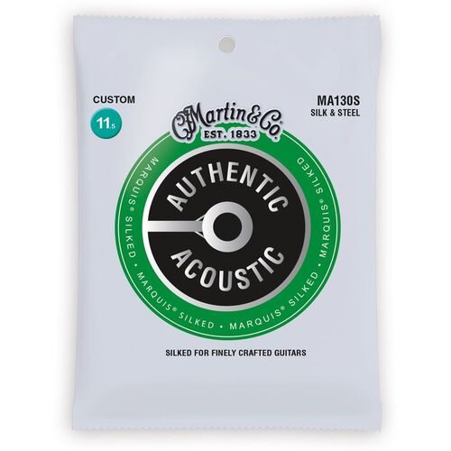 Martin MA130S Marquis Silked Silk and Steel Authentic Acoustic Premium Guitar Strings 11.5-47