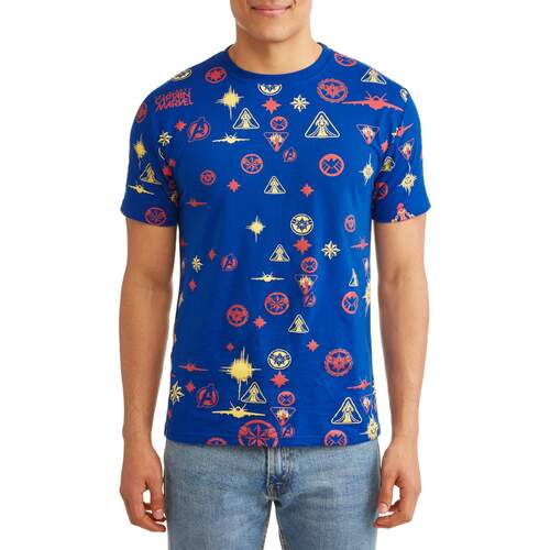 Marvel Captain Marvel "All Over" Print Short Sleeve Graphic T Shirt - New [Size: Large] [Fandom: Captain Marvel]