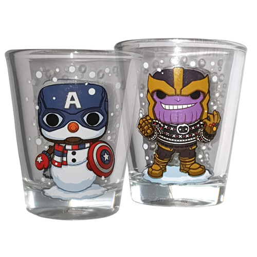 Funko Marvel Toothpick Holders Or Shot Glasses - Collector Corps Exclusive - Captain America Snowman & Holiday Thanos - New, Sealed